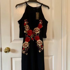 New Fashion Nova Embroidered Cold Shoulder Dress
